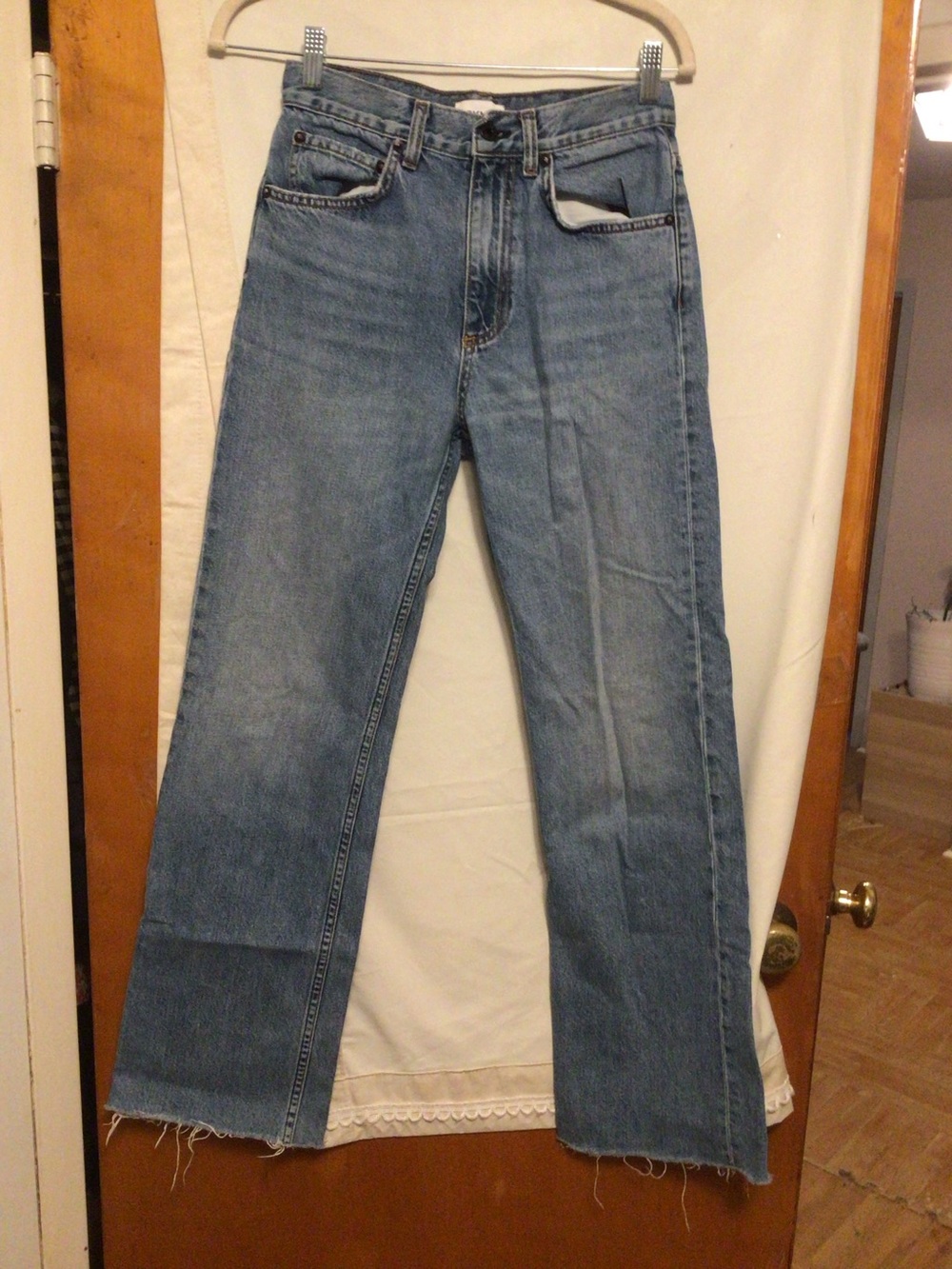 ASKK NY jeans 100% cotton with frayed hem SZ 24